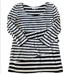 Calvin Klein black/off white striped 3/4 length sleeve sweater size S